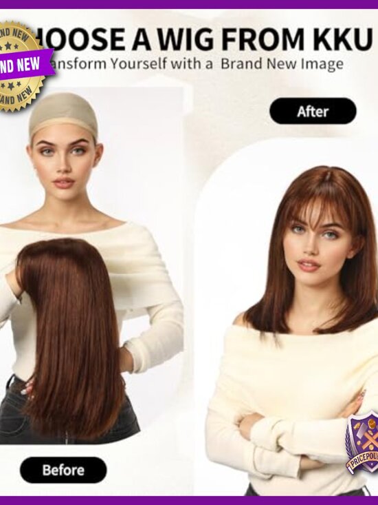 16 Inch Human Hair Wig with Bangs, Layered Straight Style, Glueless Cap main image 6